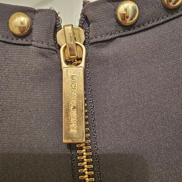 Michael Kors Forest Green Spandex Dress with Gold Studded Embellishments Size L - Picture 4 of 10